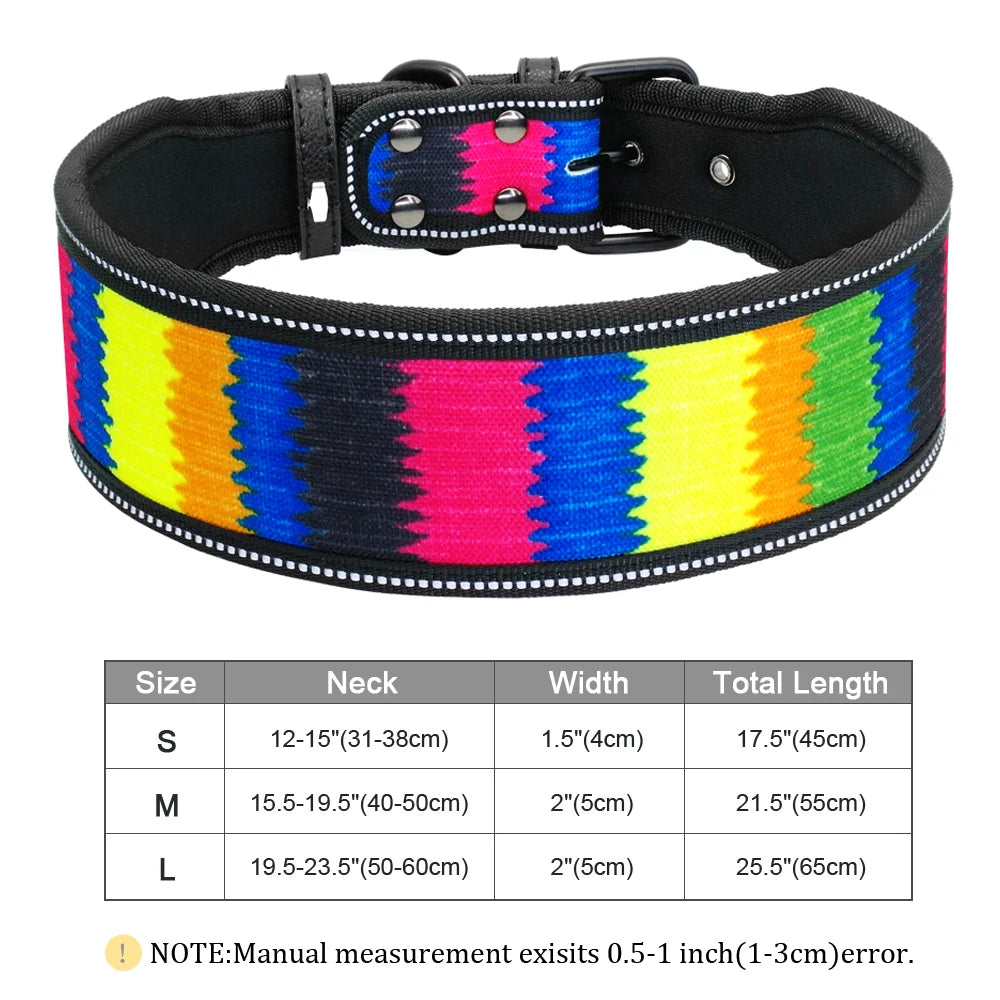 Adjustable Reflective Dog Collar - Durable Wide Collar with Buckle for Small to Large Breeds – Perfect for Pitbulls and Greyhounds