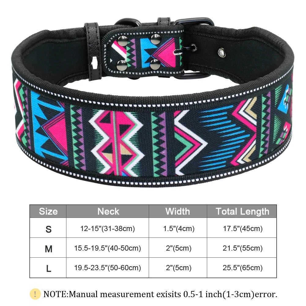 Adjustable Reflective Dog Collar - Durable Wide Collar with Buckle for Small to Large Breeds – Perfect for Pitbulls and Greyhounds