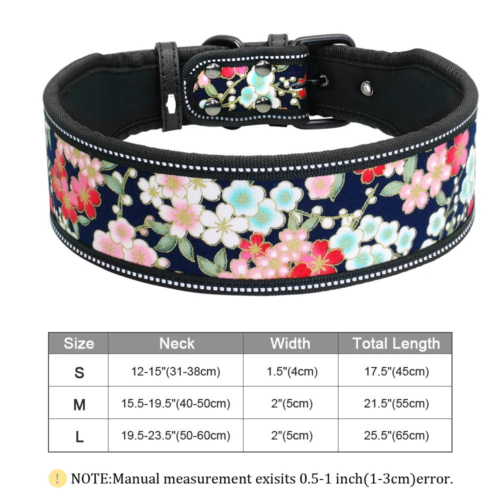 Adjustable Reflective Dog Collar - Durable Wide Collar with Buckle for Small to Large Breeds – Perfect for Pitbulls and Greyhounds