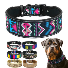 Adjustable Reflective Dog Collar - Durable Wide Collar with Buckle for Small to Large Breeds – Perfect for Pitbulls and Greyhounds