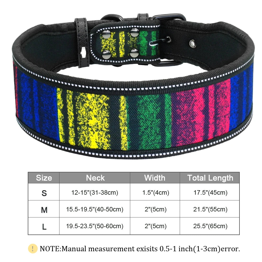 Adjustable Reflective Dog Collar - Durable Wide Collar with Buckle for Small to Large Breeds – Perfect for Pitbulls and Greyhounds