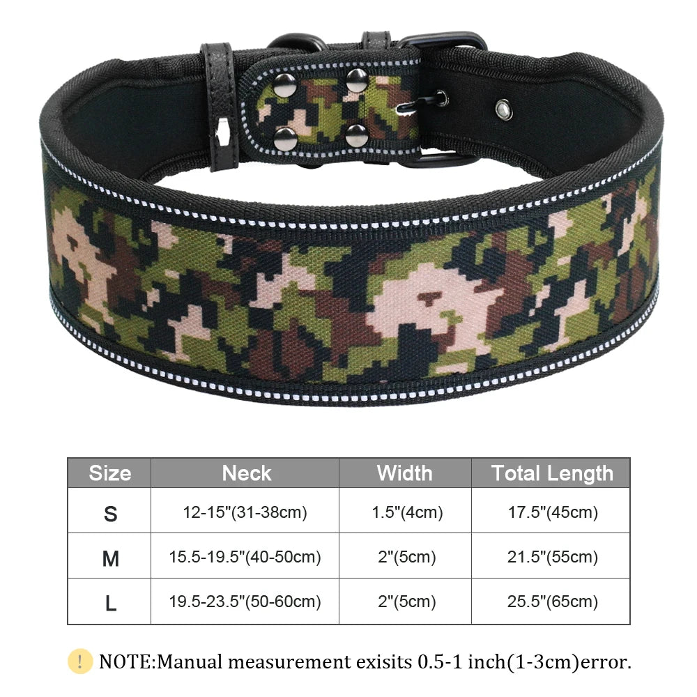 Adjustable Reflective Dog Collar - Durable Wide Collar with Buckle for Small to Large Breeds – Perfect for Pitbulls and Greyhounds